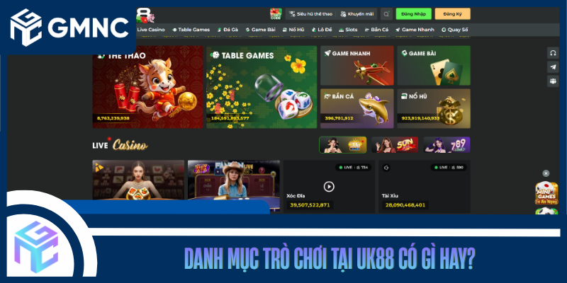 Danh Mục Trò Chơi Tại UK88 Có Gì Hay?