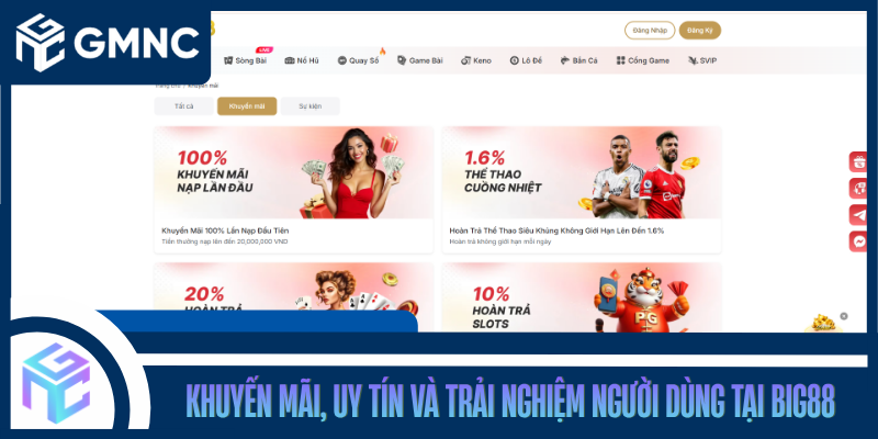 Khuyến Mãi, Uy Tín Và Trải Nghiệm Người Dùng Tại Big88