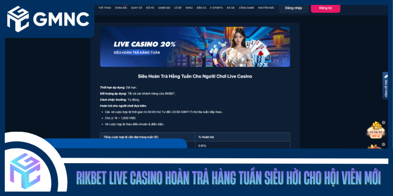 Rikbet Live Casino Hoàn Trả Hàng Tuần Siêu Hời Cho Hội Viên Mới
